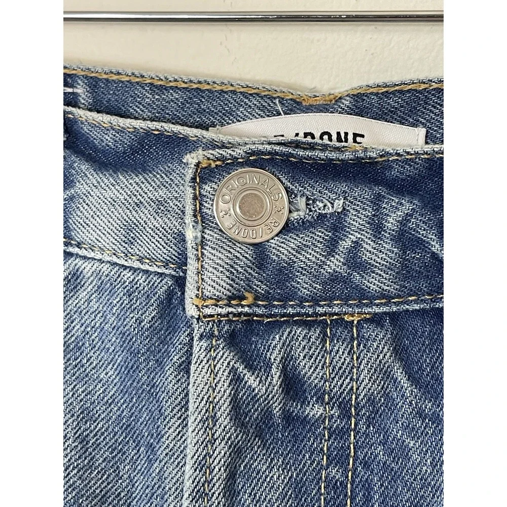 RE/DONE Originals Cut Off Denim Shorts Cool Medium Blue Organic Cotton‎ Size 28
